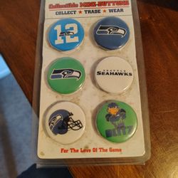 2008 Seahawks Collectibles  6 Mini Buttons Original Packaging 