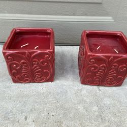 2 Ceramic Chocolate Strawberry Candles