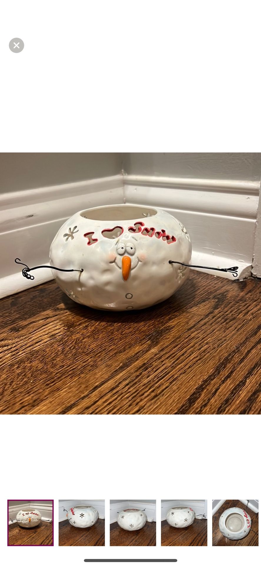 Snowman candle holder I love snow