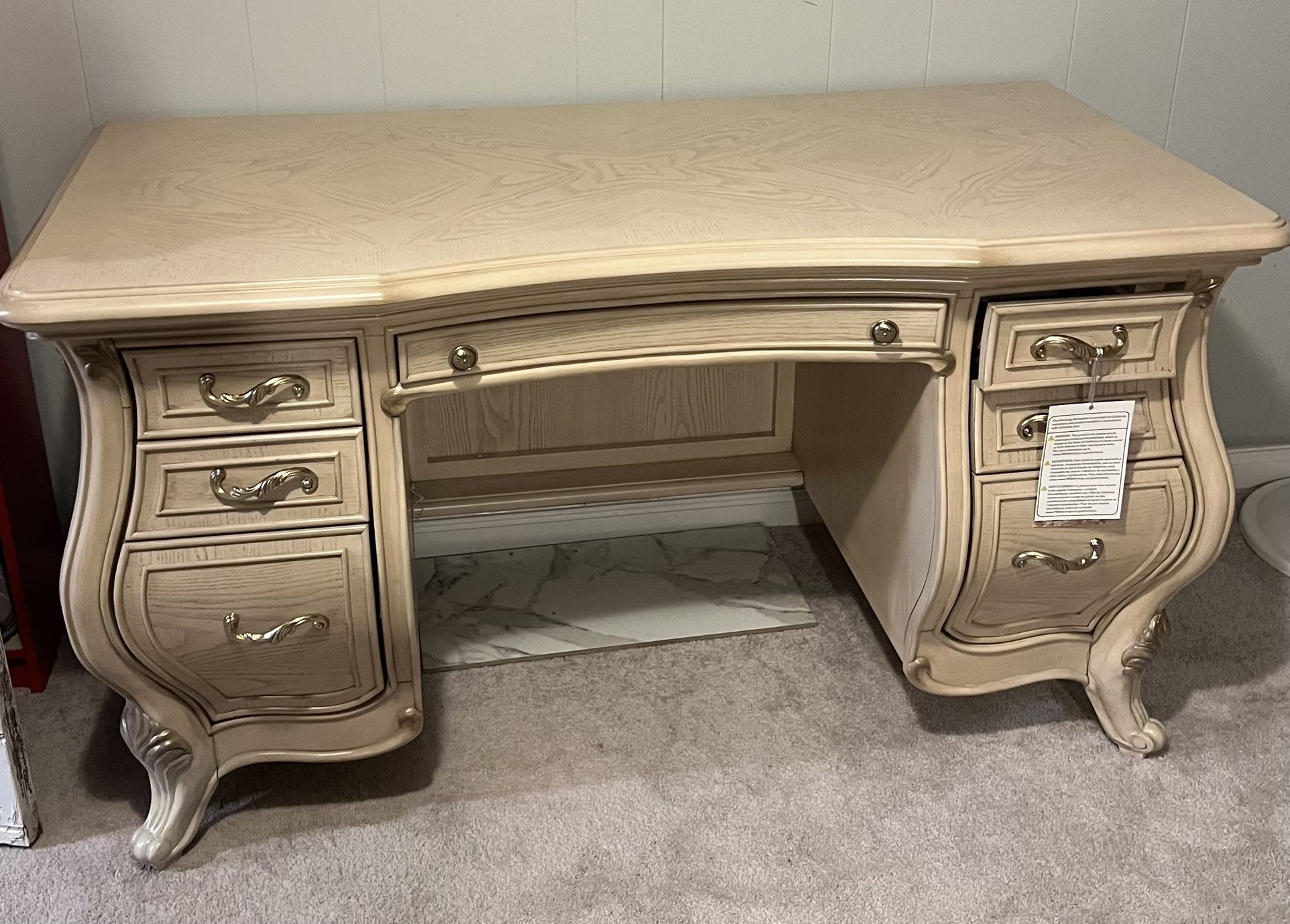 Platine De Royale Champagne White Poplar Wood Executive Desk