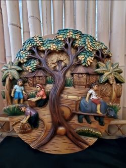 Carved Wood Panel Art