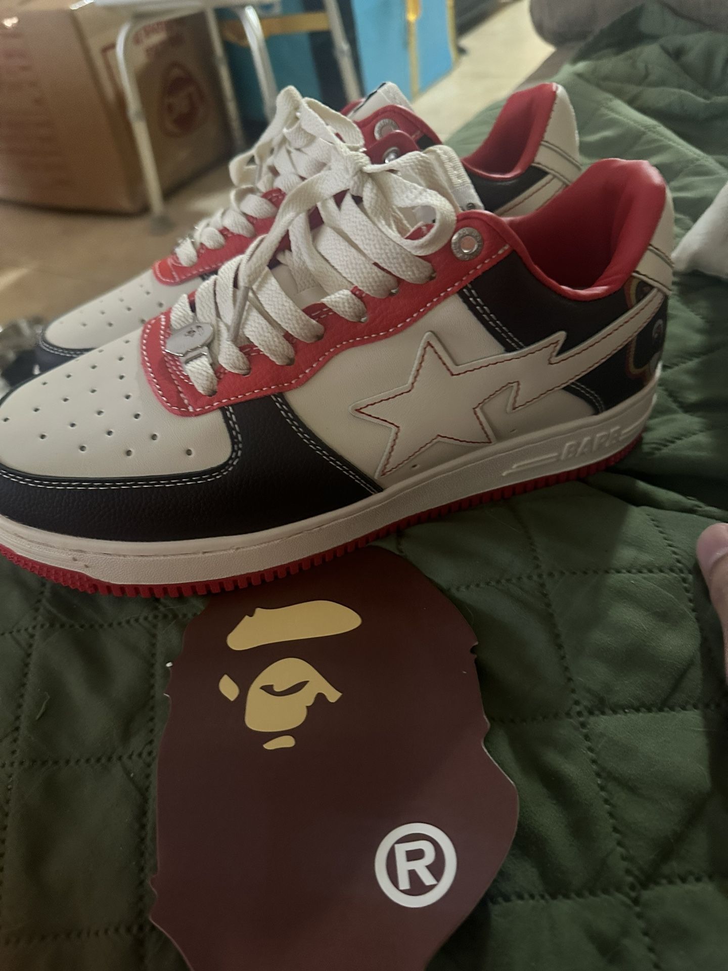 Bapesta bape Men’s Shoes Size 10 White Orange Black Red