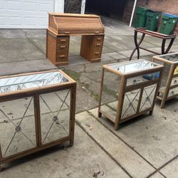 3 Piece Set Mirrored Drawers & Cabnet