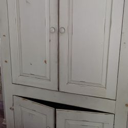 Beautiful All Wood Armoire Ivory