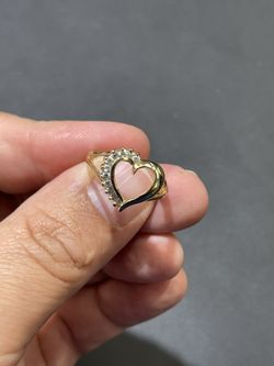 14KT Yellow Gold CZ Heart Ring