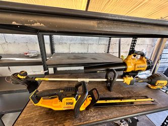 Dewalt string trimmer, leaf blower, and hedge trimmer