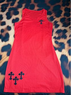Red tank top dress with black cross - Size Large