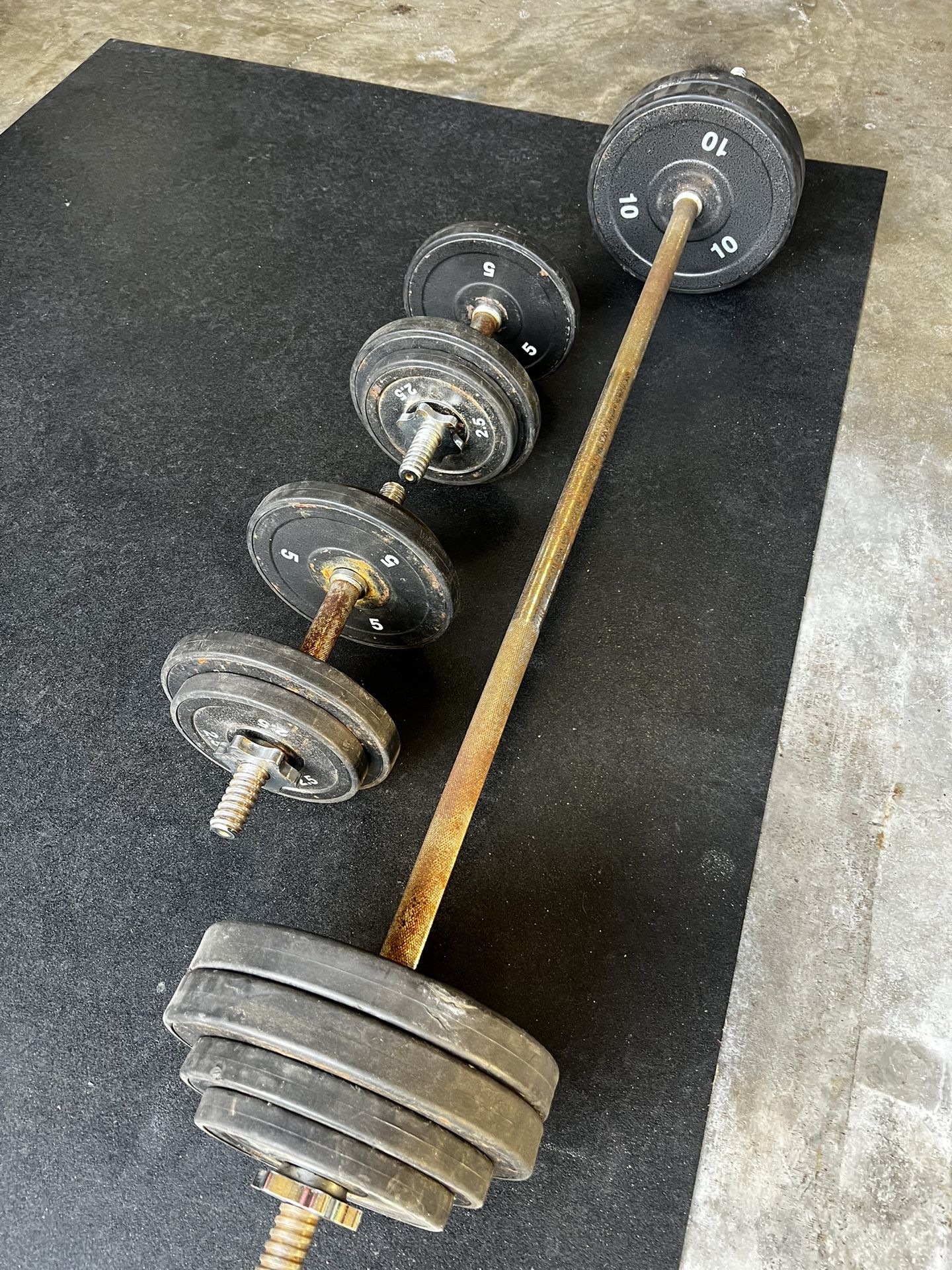 Curl Bar, Dumbbell Bars, Weights