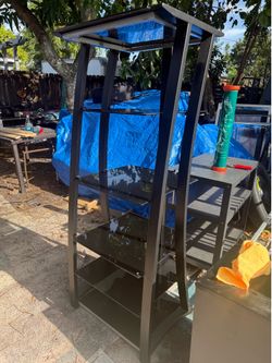 Black Glass Table & Media Towers