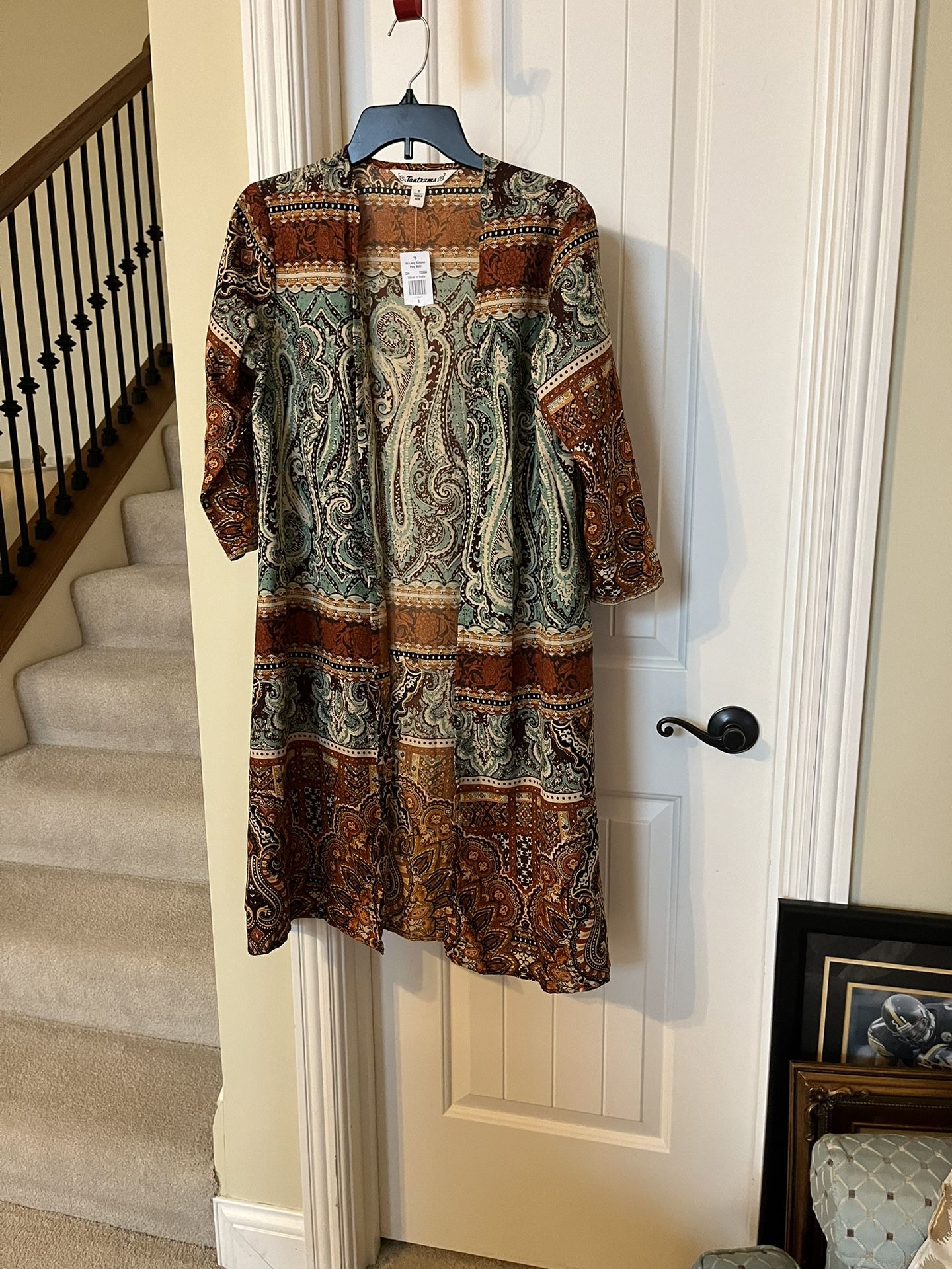 5066-MTT New With Tags Size Small Tantrums Long Kimono Fall Color Paisley