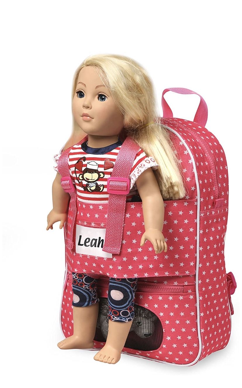 Doll travel backpack pink