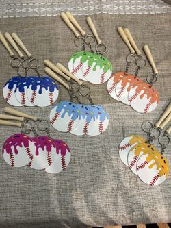 Custom Baseball Drip Keychains / Bag Tags