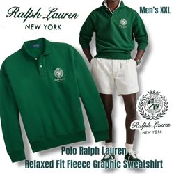 Polo Ralph Lauren Relaxed Fit Fleece Graphic Sweatshirt, Men’s XXL (Forrest Green)