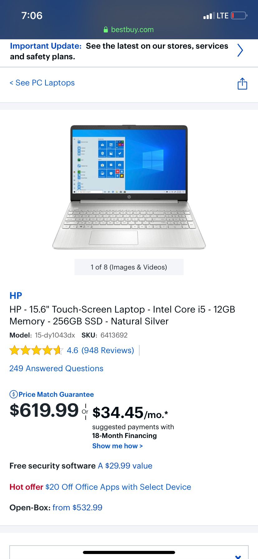 Brand New HP 15.6” Touch Screen Laptop Computer