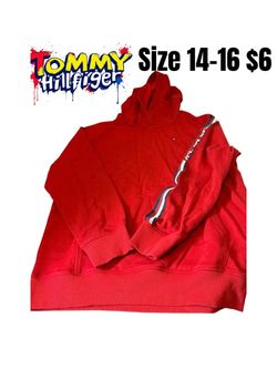 Tommy Hilfiger Red Hoodie Size 14-16 good condition 💖💖042426 M19