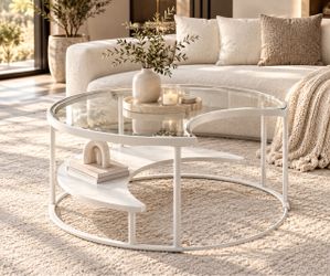 Modern Crescent Glass Coffee Table – Elegant & Unique Design