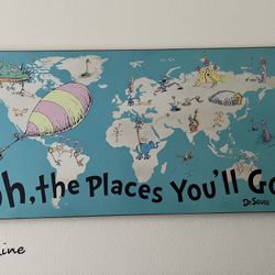 Dr. Seuss Oh The Places You'll Go World Map Wood Wall Art