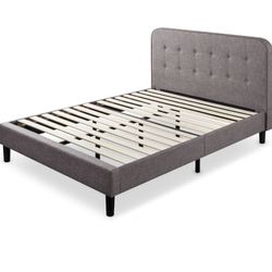 New Still In Box KING Size bed Frame Upholstered Curved Melodey grey 