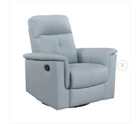 Ouray Blue Leather Upholstery Manual Swivel Glider Recliner