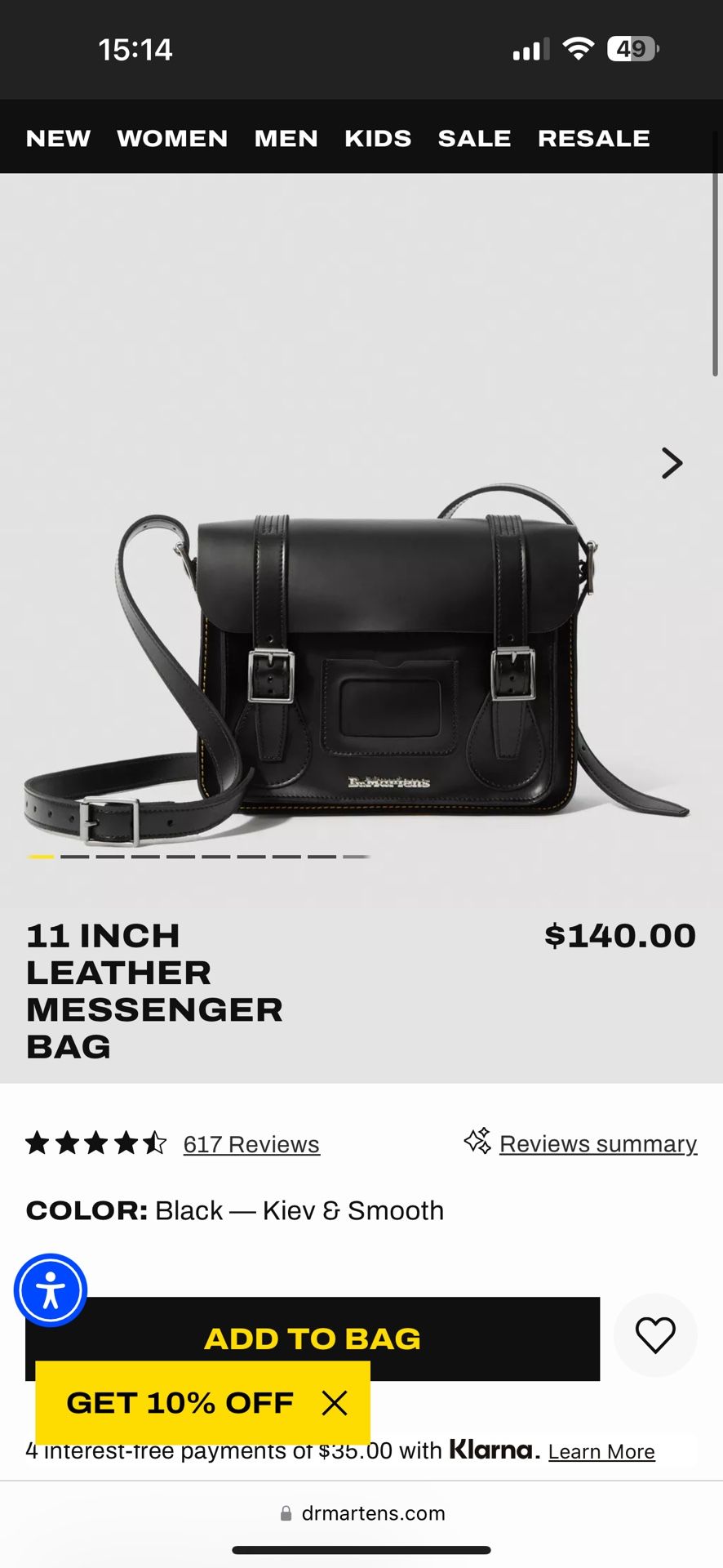 Dr Martens Leather Messenger Bag