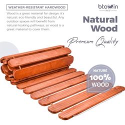  8 Feet Wooden Garden Pathway, Btowin VCF 22 inch Widened Outdoor Roll Out Cedar Wood Straight Walkway, Weather-Resistant Decorative Floor