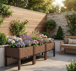 New! 3 Piece planter box with legs and drainage system - upgraded model