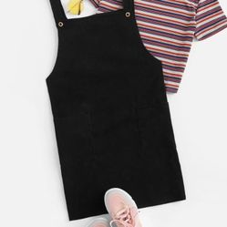 Solid Double Button Pinafore Dress Size Small $10