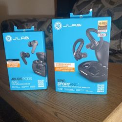 Jlab Ear Buds And Xbox Controllers.
