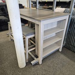 Brand New Dining Set Counter Height Light Grey & Dark Grey Top 4 Stools $379