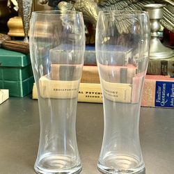 Set Of 2 Tiffany & Co Crystal Wheat Beer Pilsner Glasses Gym Locker 9.5” Pair