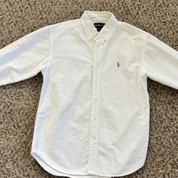 Boys Polo Ralph Lauren White Button Up Dress Shirt Size 12