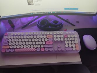 Wireless Keyboard and Mouse Combo Pink Purple