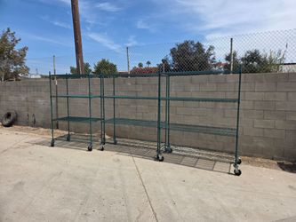 Green Epoxy Wire Shelving Units on Casters