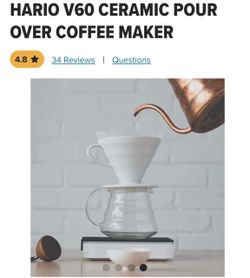 Brand NEW Hario V60 Ceramic Coffee Dripper 02 - Classic in White; coffee lovers must have!