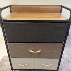 Small Plywood And Fabric Dresser(missing A Handle)