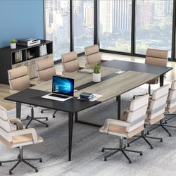 Tribesigns 8FT Conference Table - Grey & Black