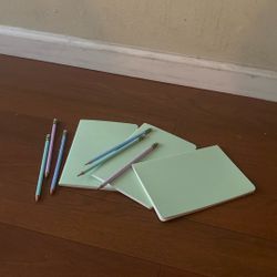 Cute Notebooks and pastel pencils for School and Work