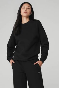 Alo Yoga Renown Heavy Weight Crew Neck Pullover XXS Black