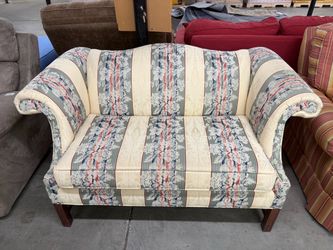 Floral Striped Camelback Loveseat