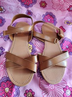 Almost Brand New Tan Sandals For Girls Size 13