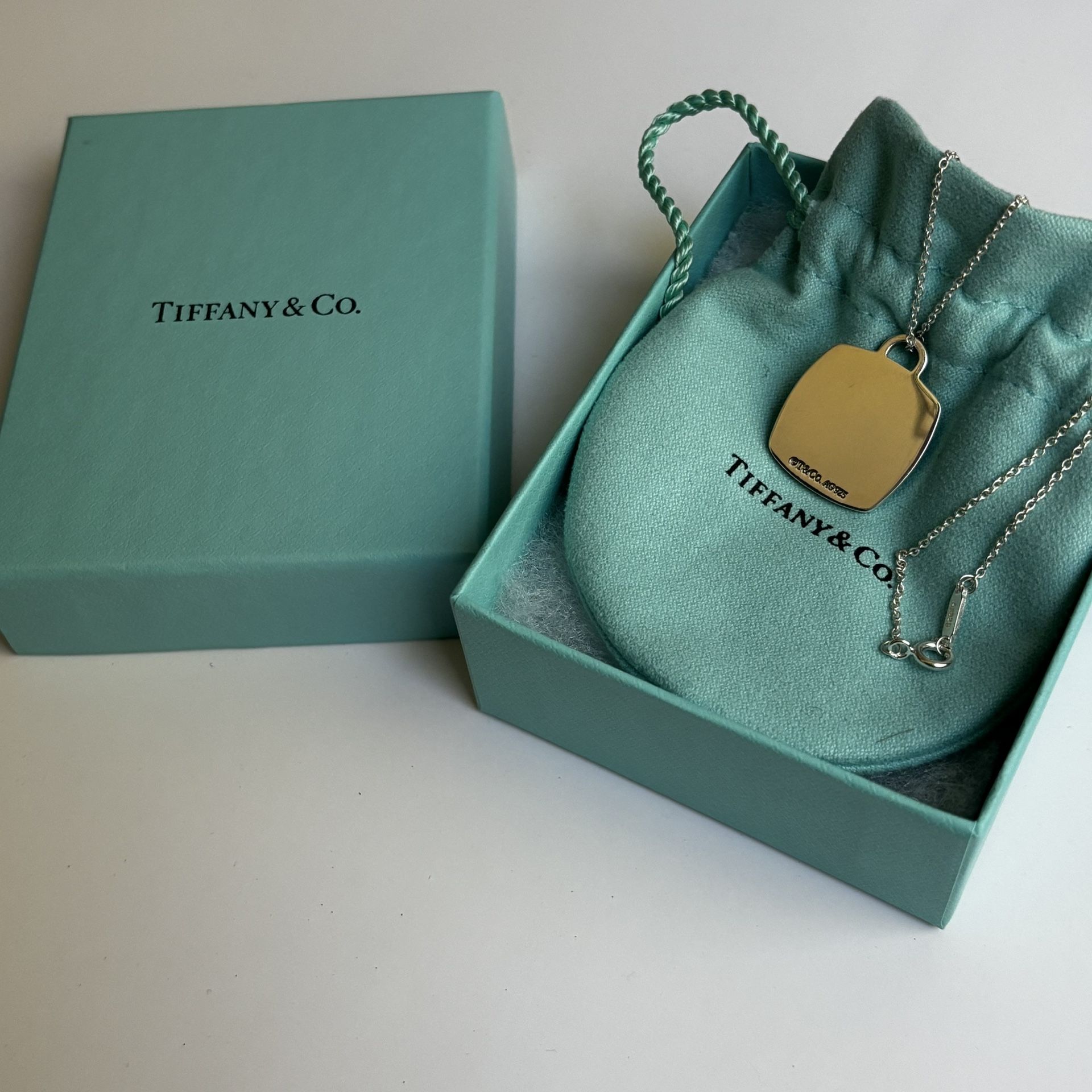Authentic Tiffany & Co Cushion Tag Pendant Necklace