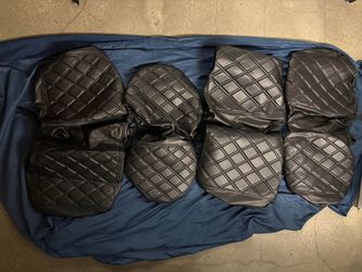 NOKINS Golf Cart Seat Covers – Black Diamond Stitch – Front & Rear 4-Piece Set