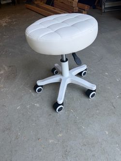 Faux leather rolling height adjustable stool