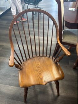 Set of 4 Vintage Windsor Armchairs - Continuous Arm Bow-Back Dining Chairs