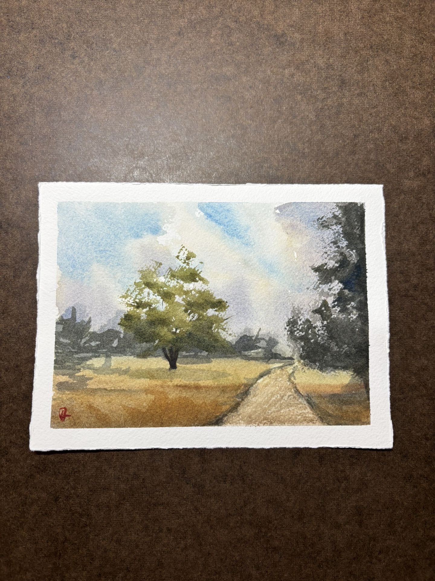 Park Trail 5.5x7.5” Original Watercolor Painting 