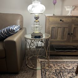 Gold and Glass Eyelet Side Table