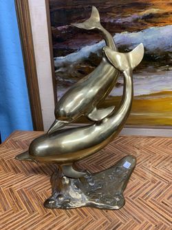 Brass Dolphin Statue