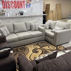 GRAY SOFA LOVESEAT SET