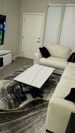 Coffee table - White Marble Top With Black Frame