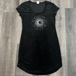 New Junior’s Small Black Velvet Celestial Moon Dress